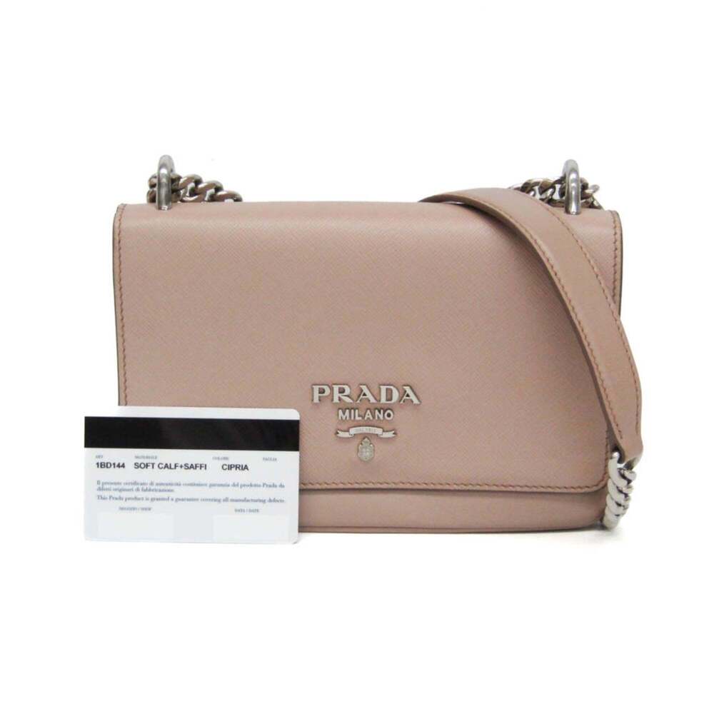 PRADA Cream Leather Saffiano Shoulder Bag - Picture 2 of 16